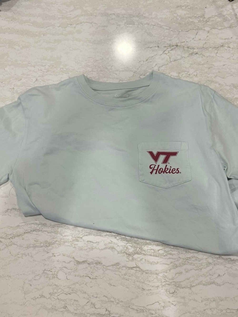 Virginia Tech Hokies Pocket Tee - Light Blue Short Sleeve